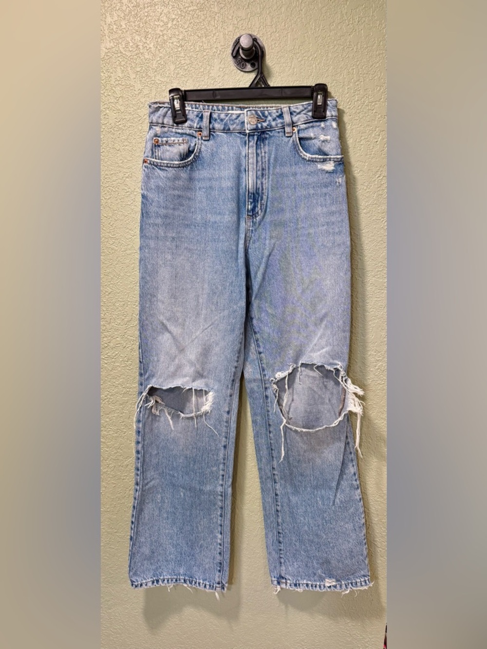 Garage Denim Blue Distressed Wide-Leg Jeans size 27